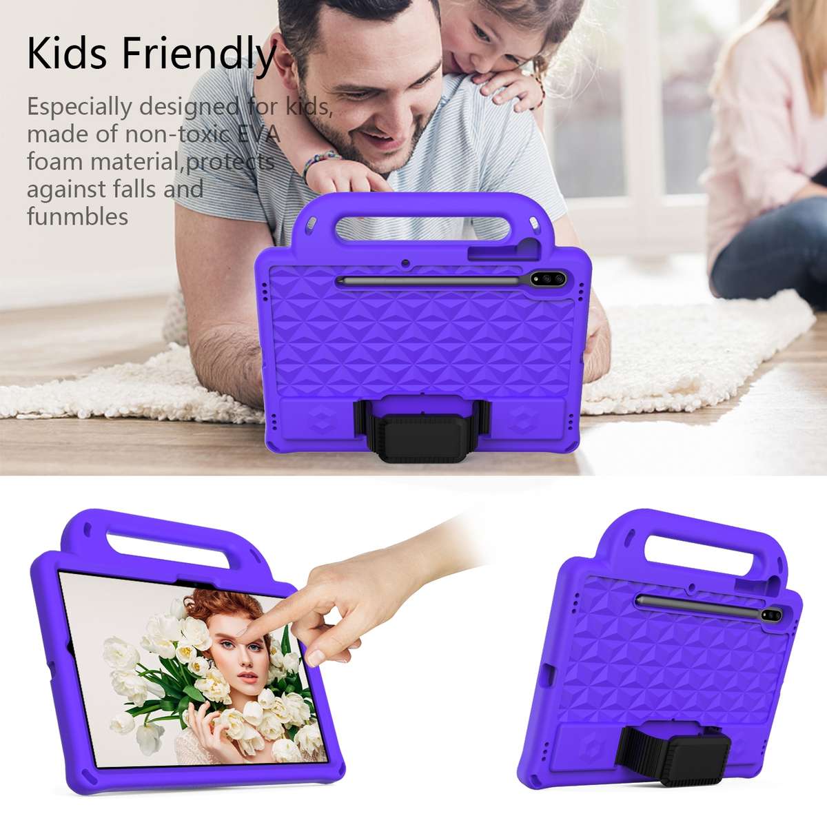 For Galaxy Tab S8 / Galaxy Tab S7 T870/T875 Diamond Series EVA Anti-Fall Shockproof S ... (Purple)