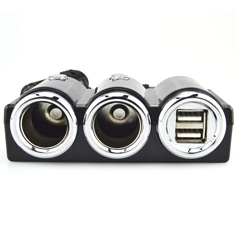 DC 12V / 24V Dual USB Multi Female Car Cigarette Lighter Splitter Socket Adapter Charger Socket Po
