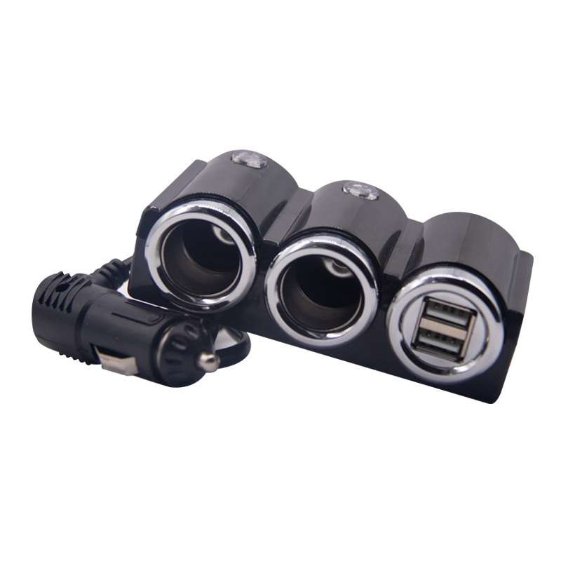 DC 12V / 24V Dual USB Multi Female Car Cigarette Lighter Splitter Socket Adapter Charger Socket Po