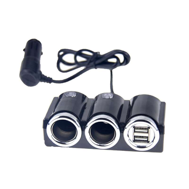 DC 12V / 24V Dual USB Multi Female Car Cigarette Lighter Splitter Socket Adapter Charger Socket Po