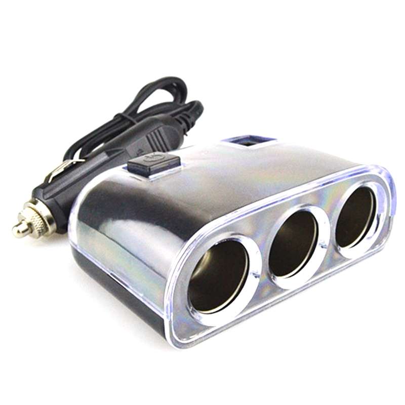 Car Cigarette Lighter Splitter Adapter 3 Socket Cigarette Lighter Splitter Dual USB Car Charger On