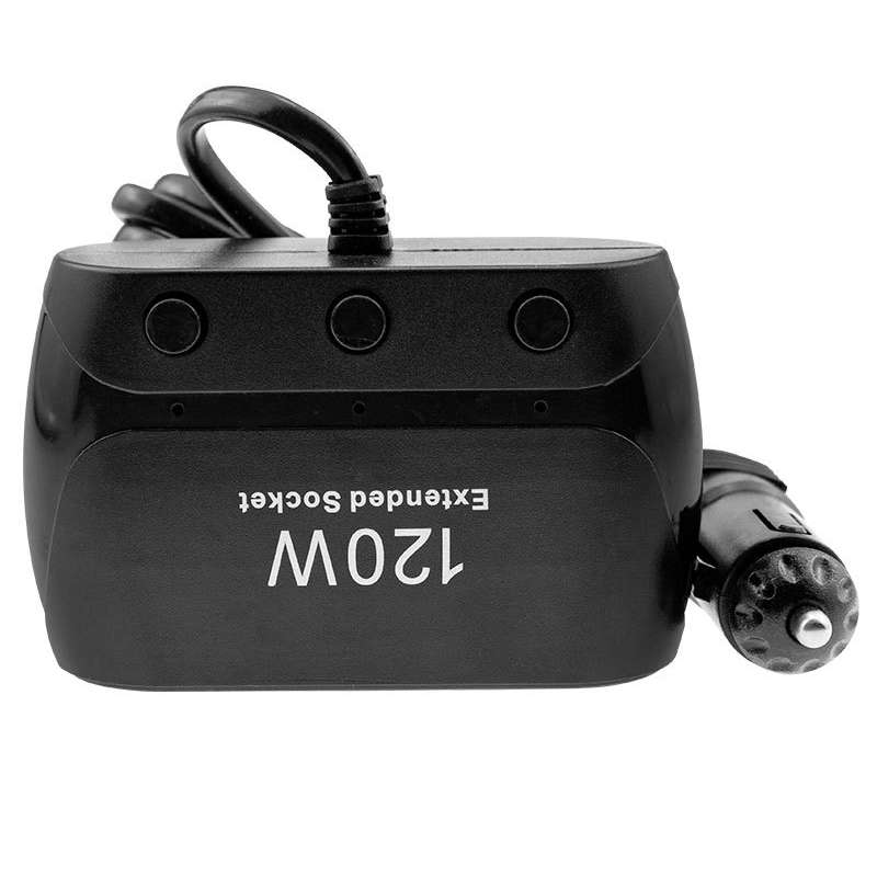 Cigarette Lighter Adapter Splitter 3 Sockets Cigarette Lighter Splitter 12V/24V Power ... (Black)