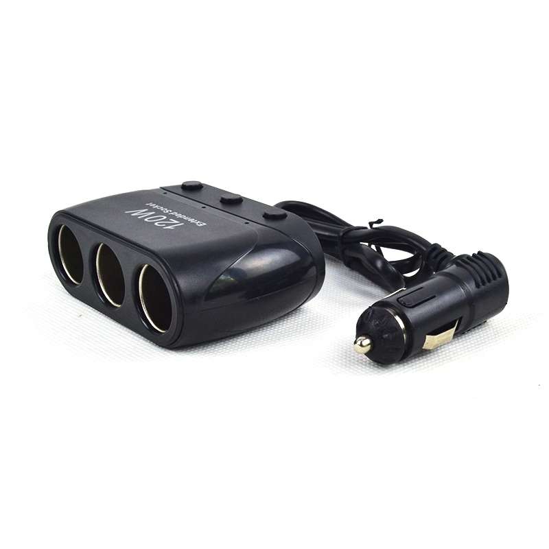 Cigarette Lighter Adapter Splitter 3 Sockets Cigarette Lighter Splitter 12V/24V Power ... (Black)