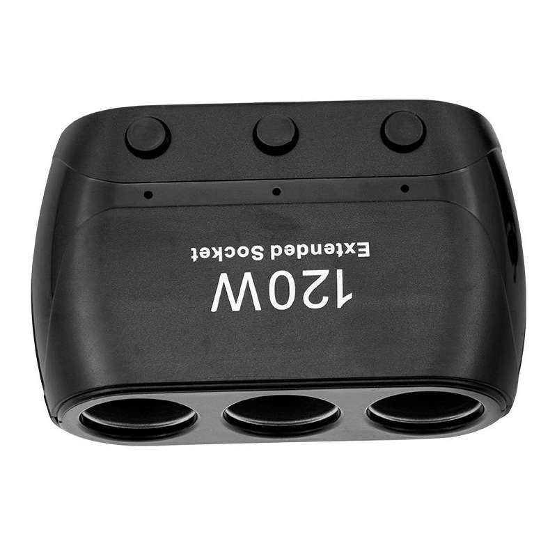 Cigarette Lighter Adapter Splitter 3 Sockets Cigarette Lighter Splitter 12V/24V Power ... (Black)