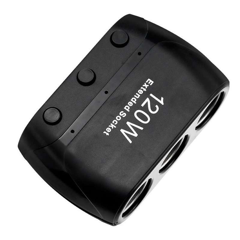 Cigarette Lighter Adapter Splitter 3 Sockets Cigarette Lighter Splitter 12V/24V Power ... (Black)