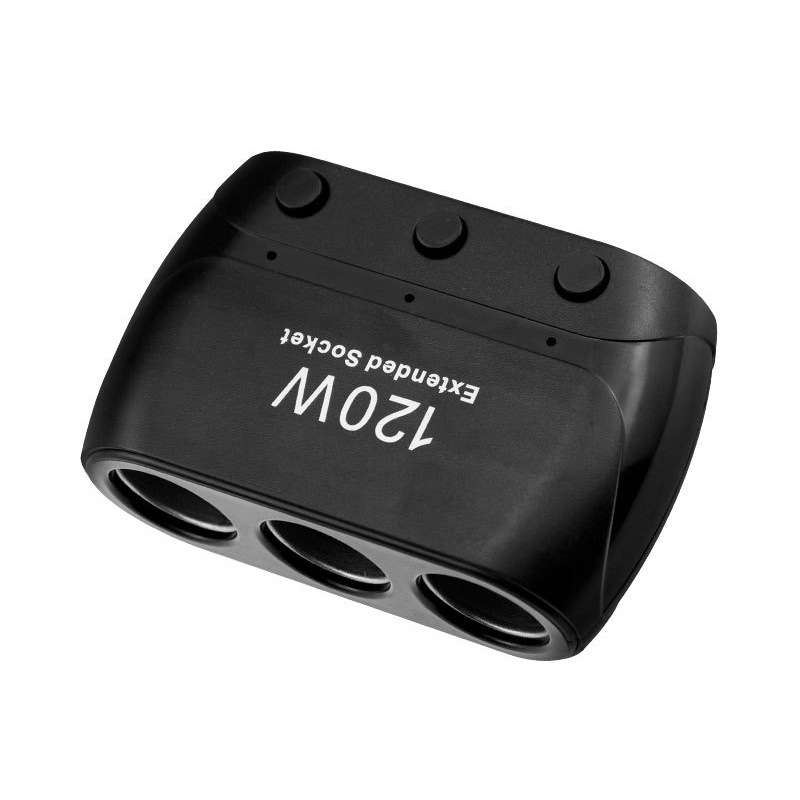 Cigarette Lighter Adapter Splitter 3 Sockets Cigarette Lighter Splitter 12V/24V Power ... (Black)