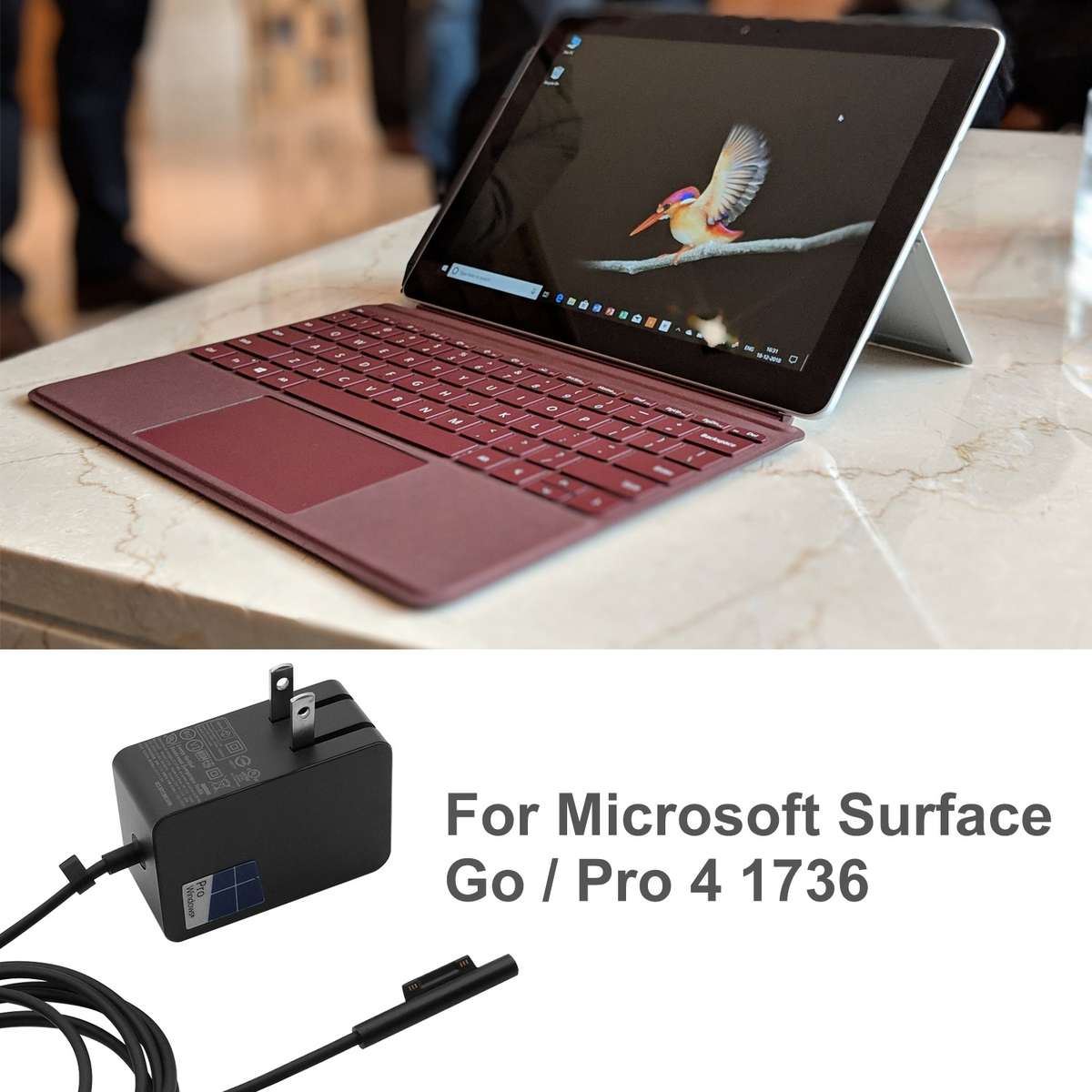 24W 15V 1.6A AC Adapter Charger for Microsoft Surface Go / Pro 4 1736, US Plug