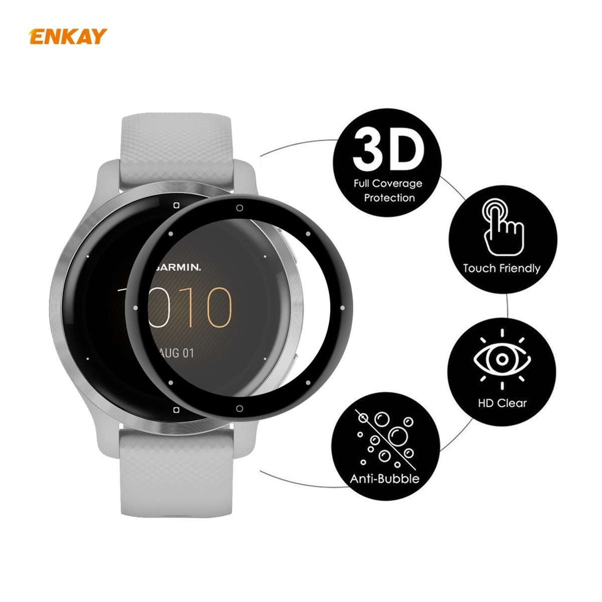 For Garmin Venu 2S / Vivoactive 4S 40mm ENKAY Hat-Prince 3D Full Screen Soft PC Edge + PMMA HD Scr
