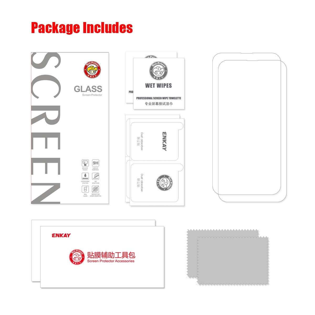 For iPhone 13 / 13 Pro 2pcs ENKAY Hat-Prince 0.26mm 9H 2.5D Curved Edge Tempered Glass Screen Prot
