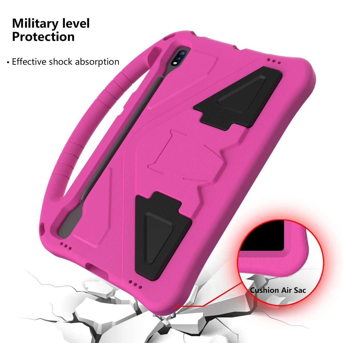 For Huawei MatePad Pro 12.6 2021 EVA Flat Anti Falling Protective Case Shell with Holder(RoseRed)
