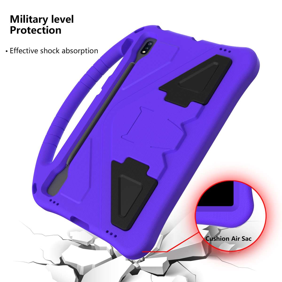 For Huawei MatePad Pro 12.6 2021 EVA Flat Anti Falling Protective Case Shell with Holder(Purple)