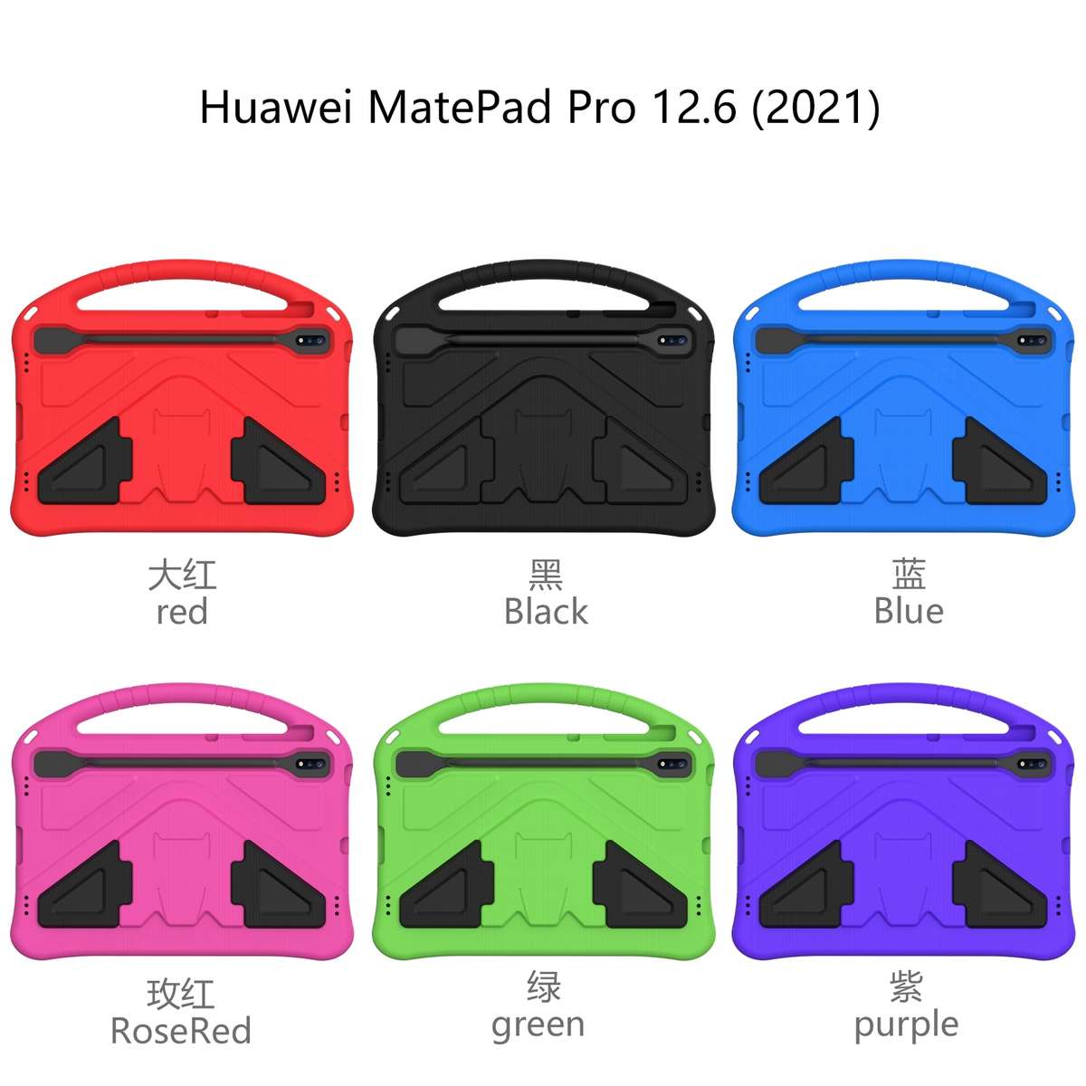 For Huawei MatePad Pro 12.6 2021 EVA Flat Anti Falling Protective Case Shell with Holder(Red)
