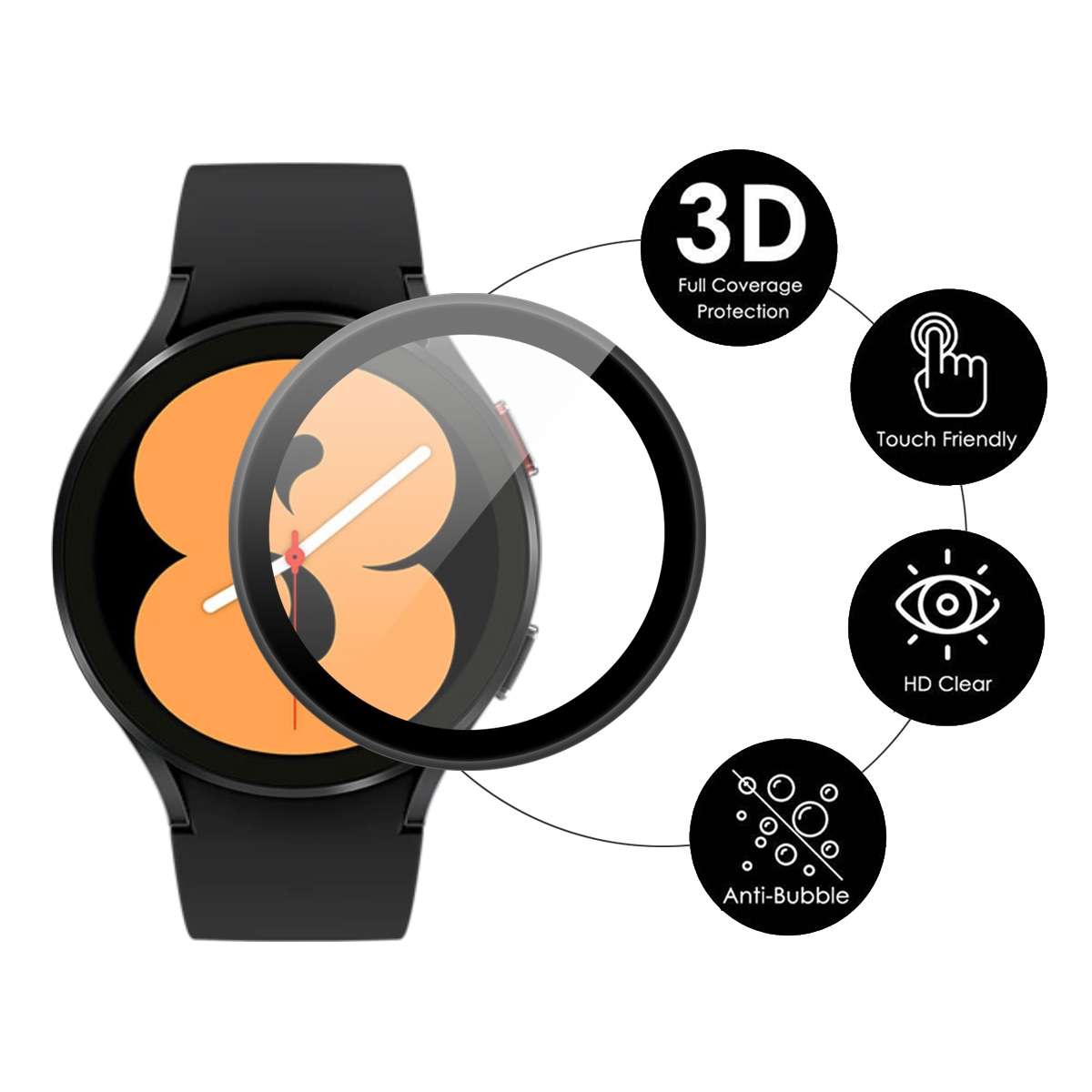 For Samsung Galaxy Watch4 40mm ENKAY Hat-Prince 3D Full Coverage Soft PC Edge + PMMA HD Screen Pro