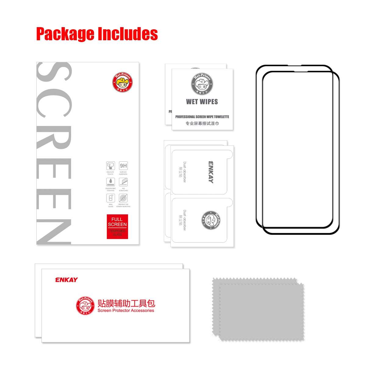 For iPhone 13 / 13 Pro 2pcs ENKAY Hat-Prince Full Glue Tempered Glass 6D Full Coverage Anti-scratc