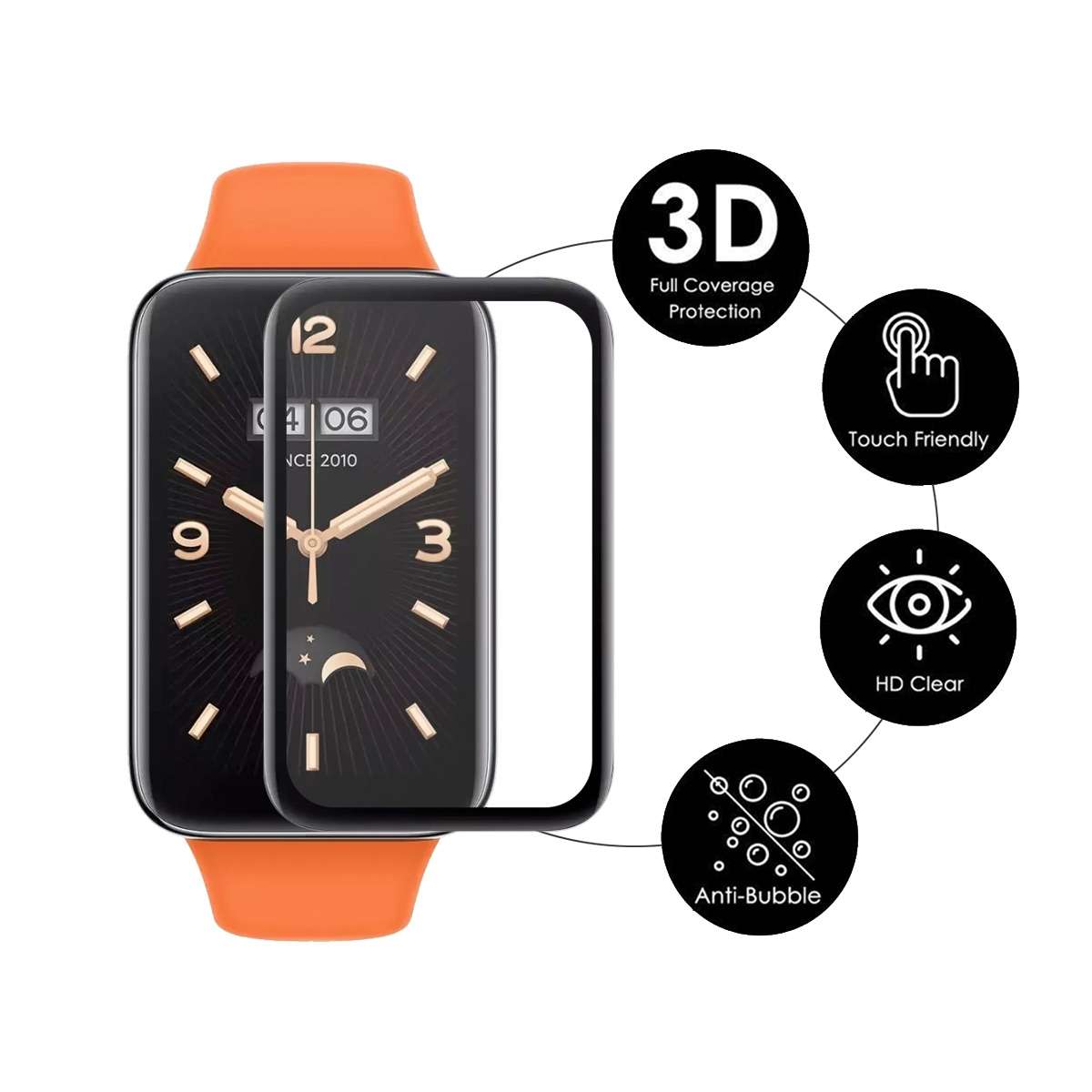 5 PCS For Xiaomi Band 7 Pro ENKAY 3D Full Coverage Soft PC Edge + PMMA HD Screen Protector Film