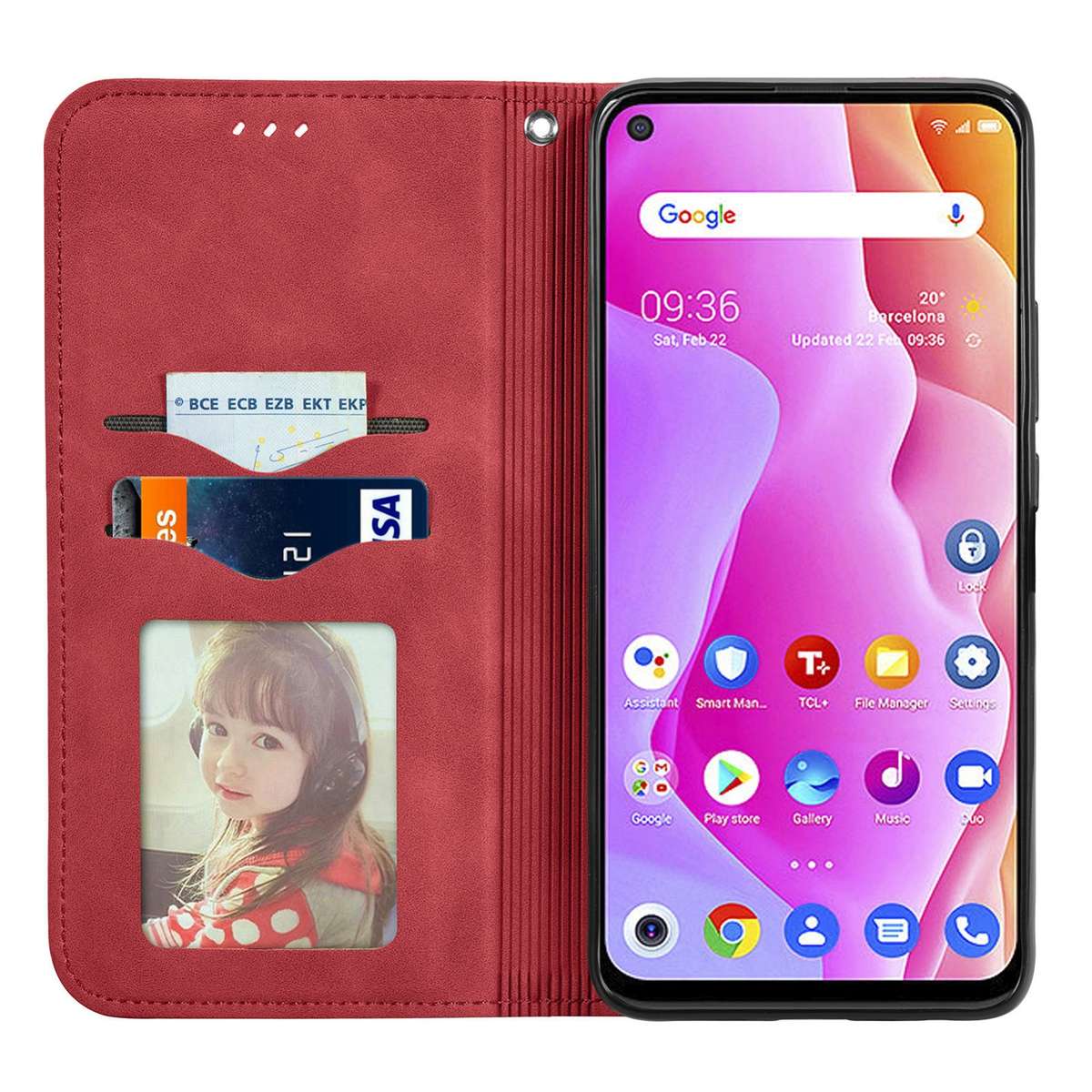 For TCL 10L Retro Skin Feel Magnetic Horizontal Flip Leather Phone Case(Red)