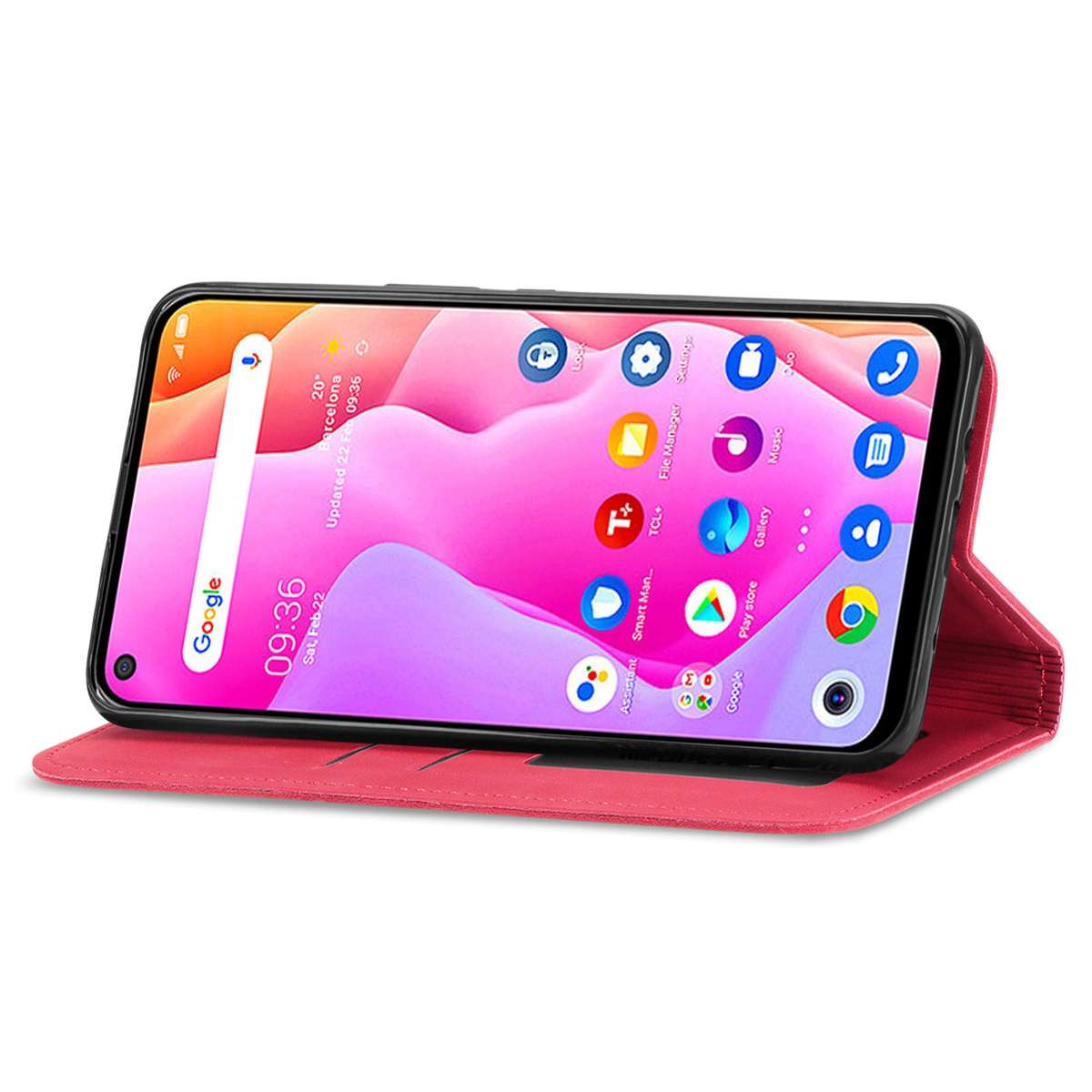For TCL 10L Retro Skin Feel Magnetic Horizontal Flip Leather Phone Case(Red)