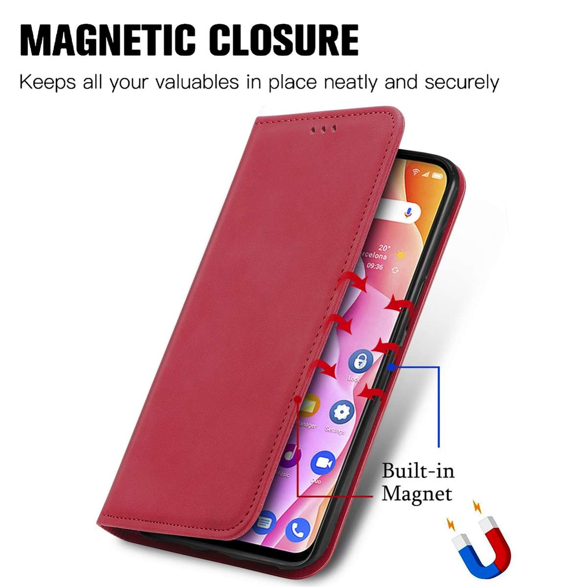 For TCL 10L Retro Skin Feel Magnetic Horizontal Flip Leather Phone Case(Red)