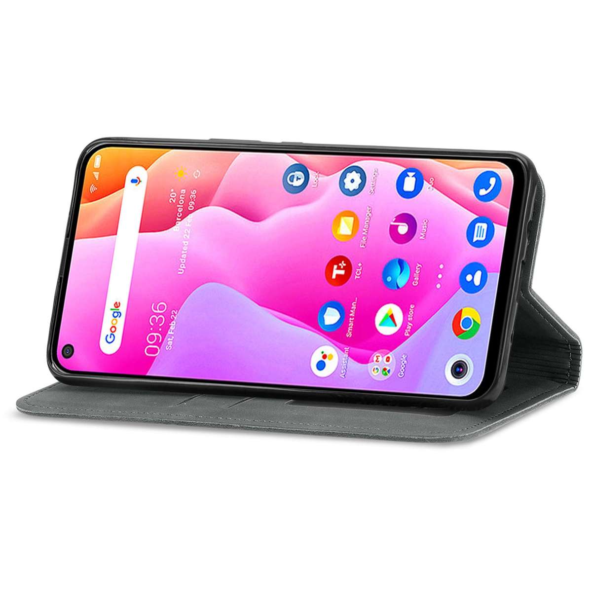 For TCL 10L Retro Skin Feel Magnetic Horizontal Flip Leather Phone Case(Gray)
