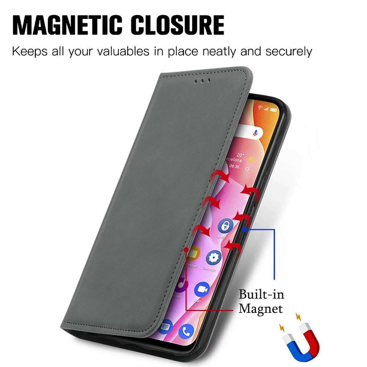 For TCL 10L Retro Skin Feel Magnetic Horizontal Flip Leather Phone Case(Gray)