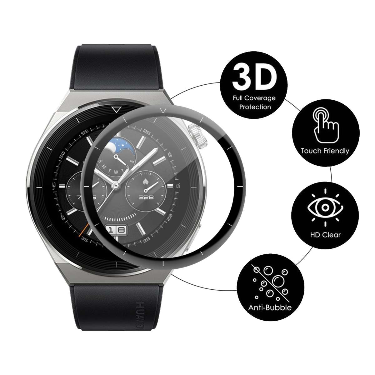 10 PCS For Huawei Watch GT 3 Pro 46mm ENKAY 3D Full Coverage Soft PC Edge + PMMA HD Screen Watch F