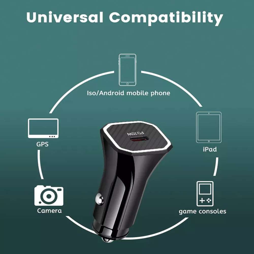 TE-P2 PD20W USB-C / Type-C Car Charger with Type-C to Type-C Data Cable(White)