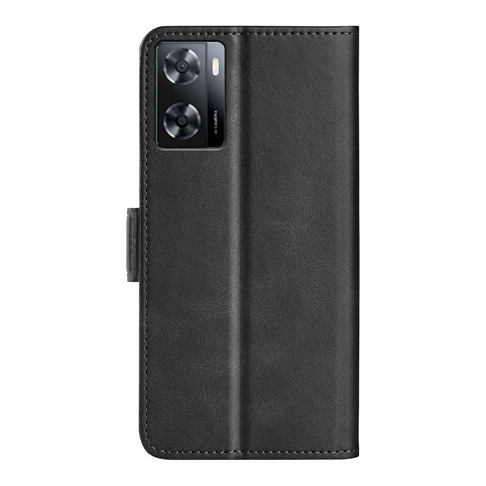 For OPPO A57 4G Dual-side Magnetic Buckle Horizontal Flip Leather Phone Case(Black)