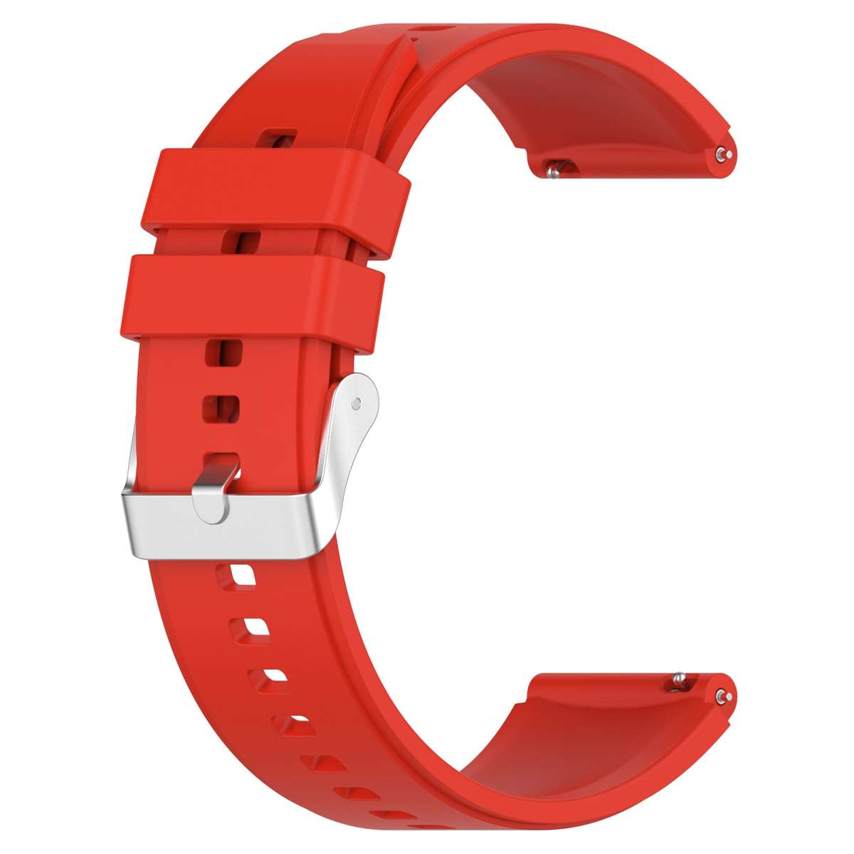 Protruding Head Silicone Strap Silver Buckle For Samsung Galaxy Watch 46mm 22mm(Red)