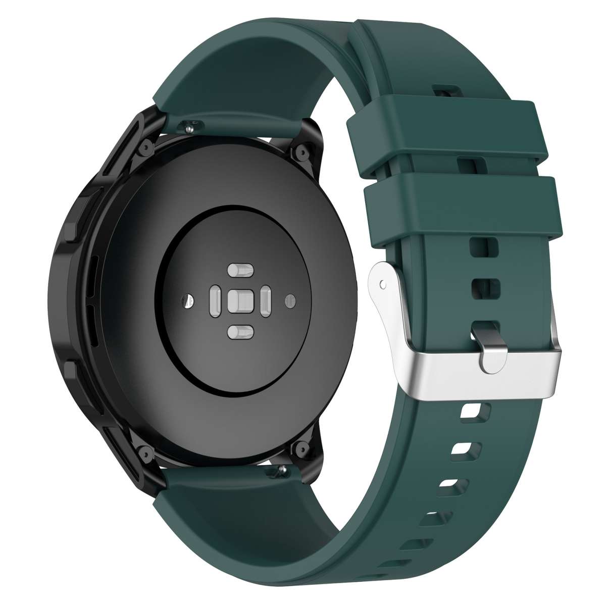 Protruding Head Silicone Strap Silver Buckle For Samsung Galaxy Watch 46mm 22mm(Dark Green)
