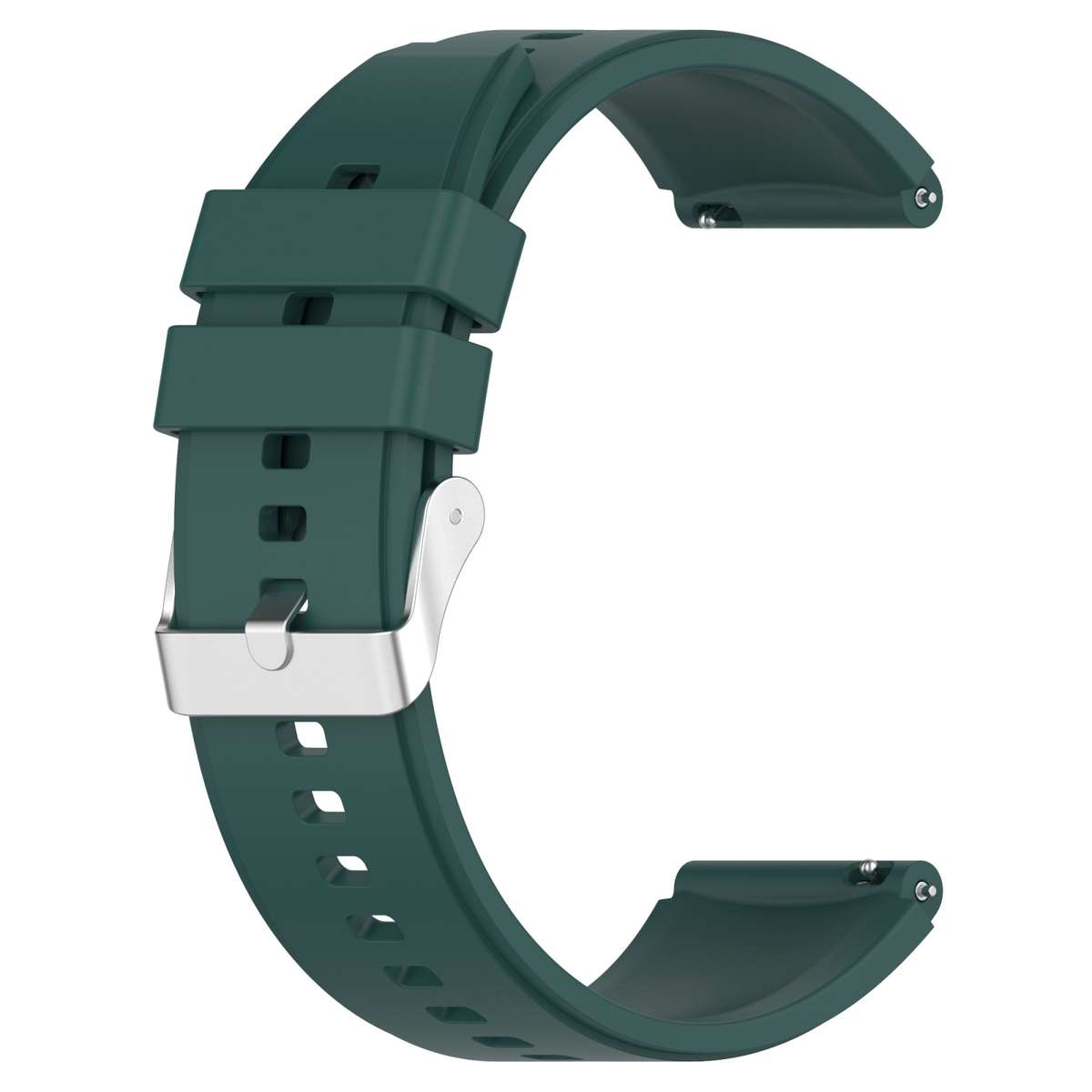 Protruding Head Silicone Strap Silver Buckle For Samsung Galaxy Watch 46mm 22mm(Dark Green)