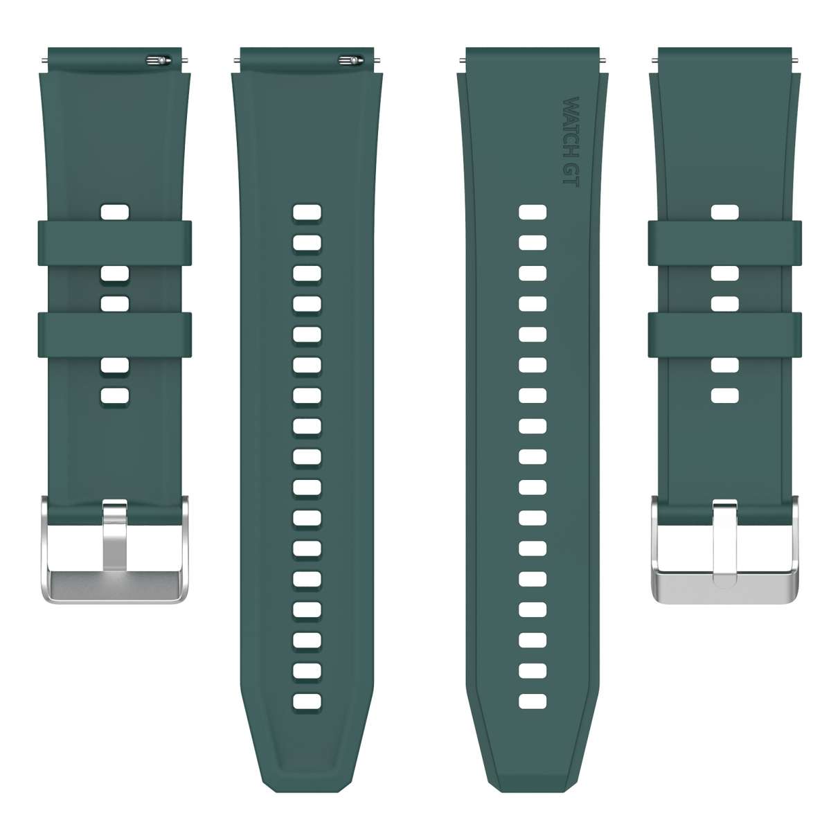Protruding Head Silicone Strap Silver Buckle For Samsung Galaxy Watch 46mm 22mm(Dark Green)