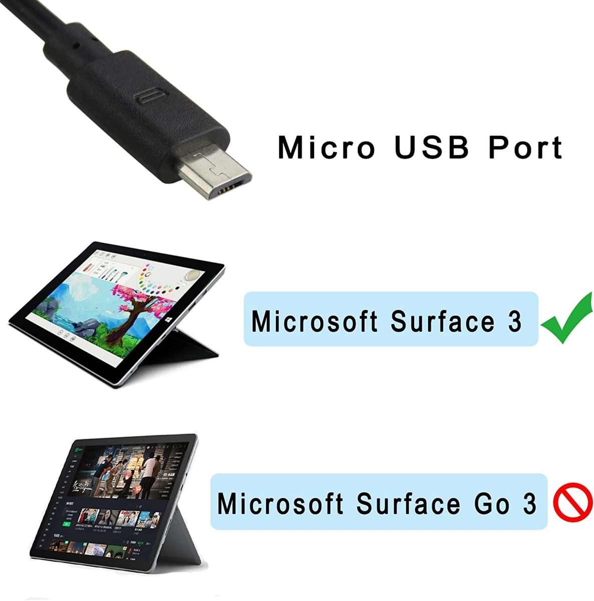 13W 5.2V 2.5A Android Port Power Adapter For Microsoft Surface3 1624 1645, US Plug