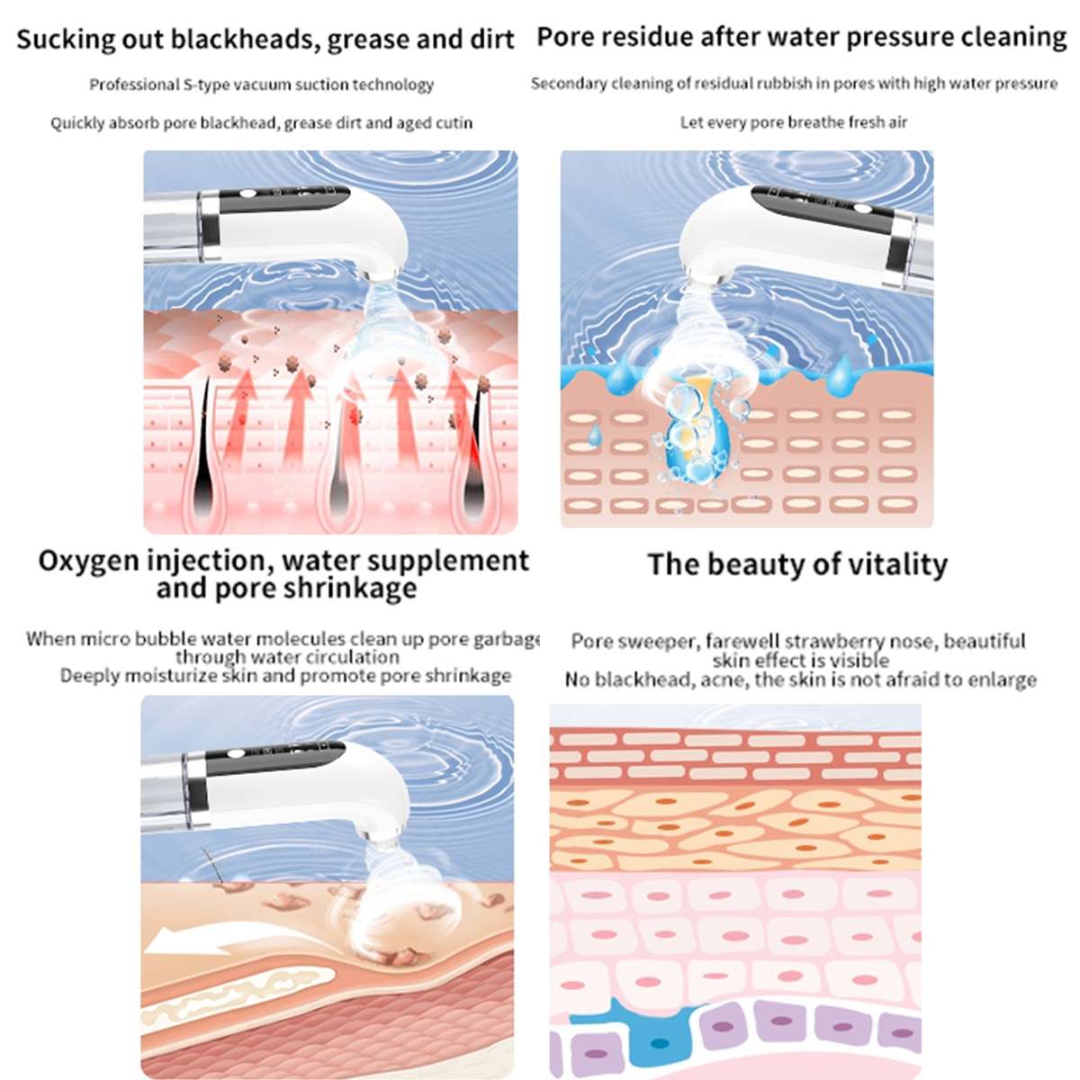 AM-02 Electric Micro Small Bubble Facial Cleasing Machine USB Rechargeable Beauty Device