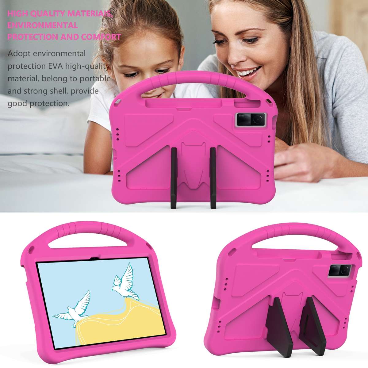 For Xiaomi Redmi Pad 10.6 2022 EVA Shockproof Tablet Case with Holder(Rose Red)