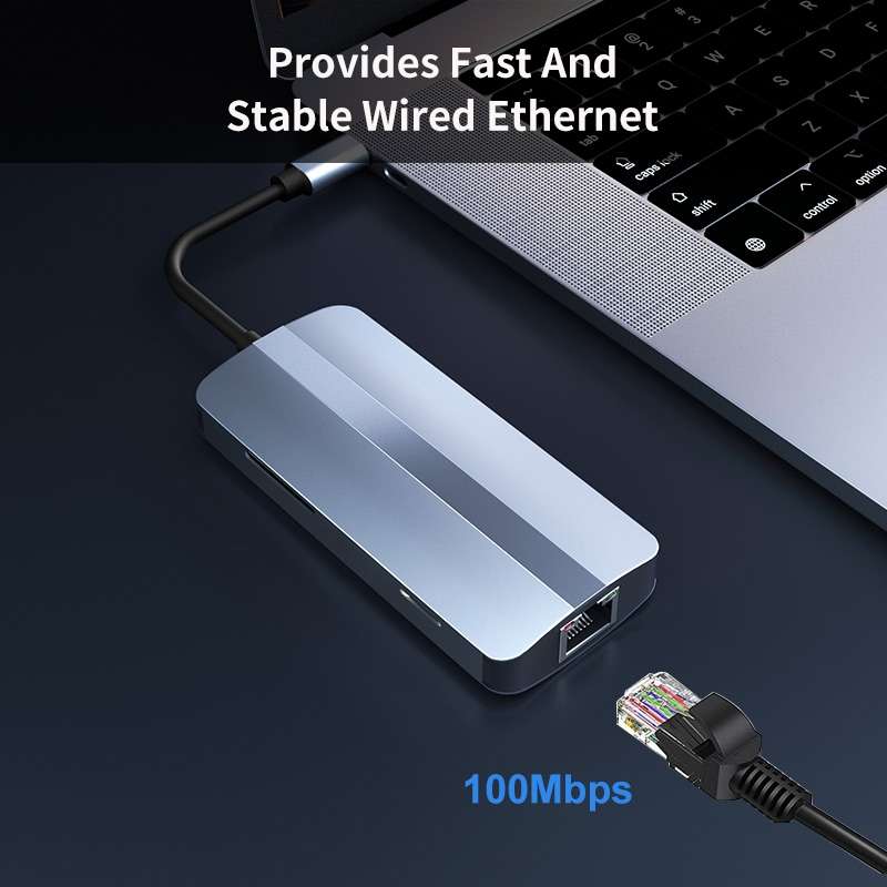 JUNSUNMAY 7 in 1 Multifunctional USB-C Hub Docking Station Adapter -