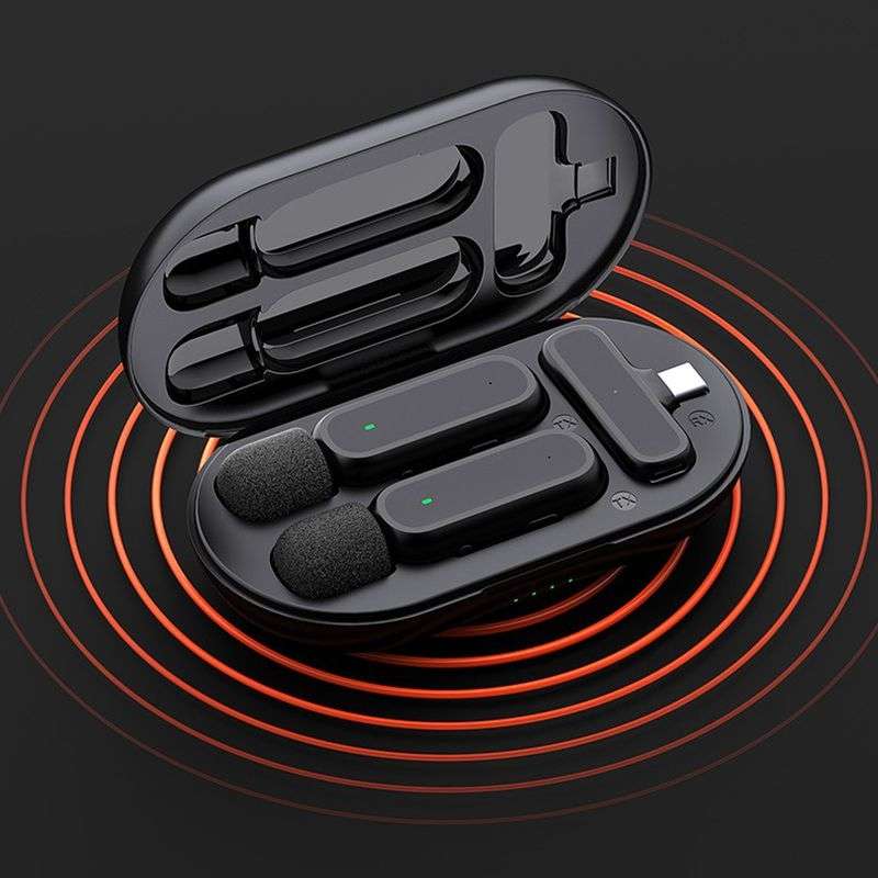 Wireless Lavalier Noise Reduction Microphone USB-C Clip On Microphone with Charging Case