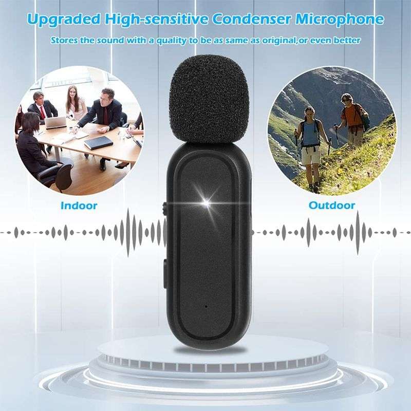 Wireless Lavalier Noise Reduction Microphone USB-C Clip On Microphone with Charging Case