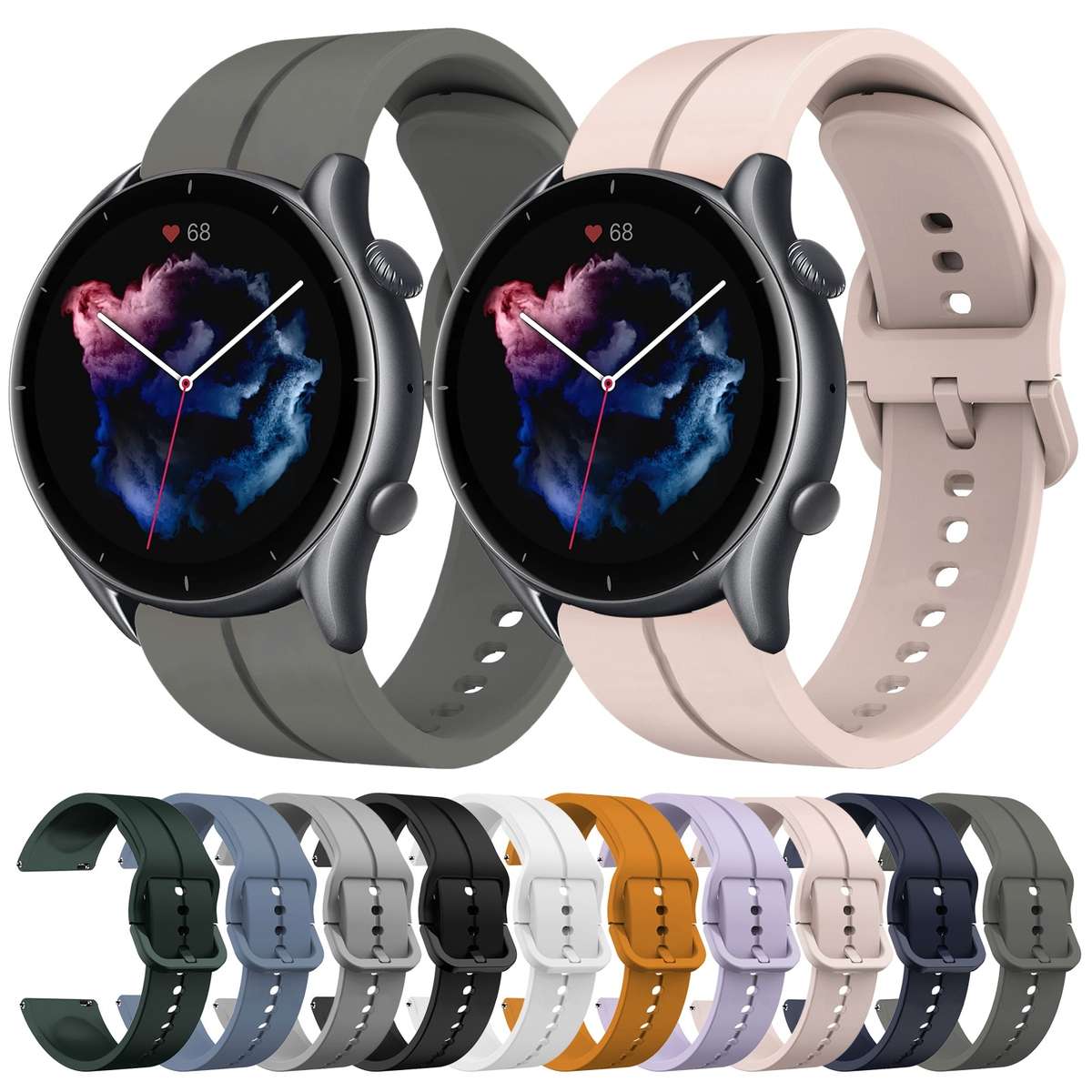 For Amazfit GTR 3 Pro 22mm Loop Silicone Watch Band(White)