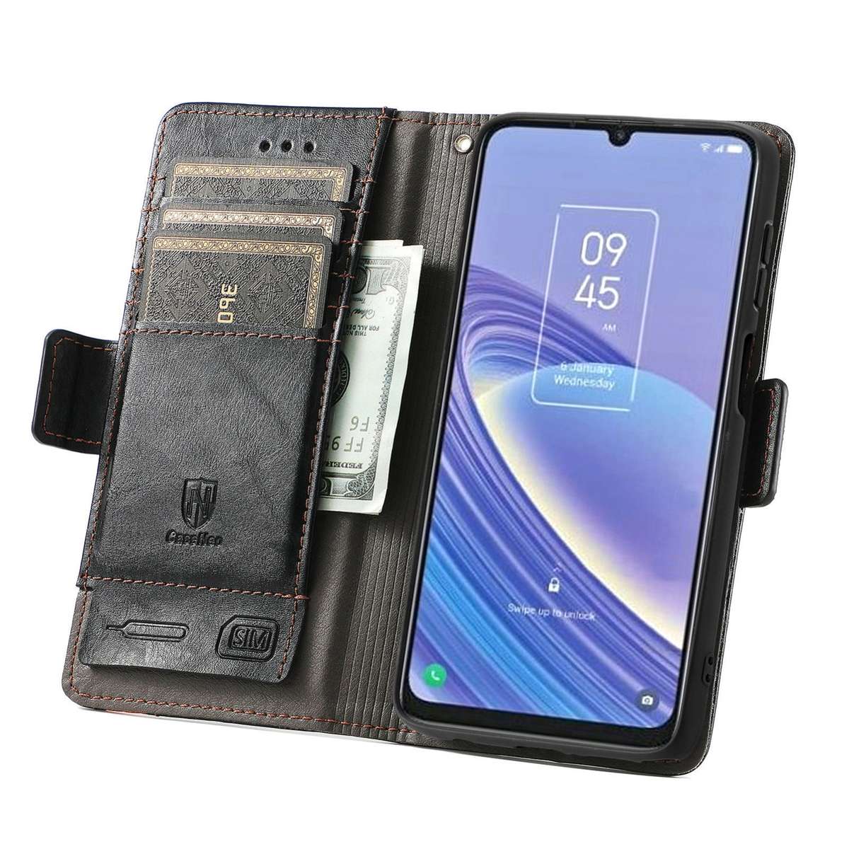 For TCL 40 SE CaseNeo Splicing Dual Magnetic Buckle Leather Phone Case(Black)