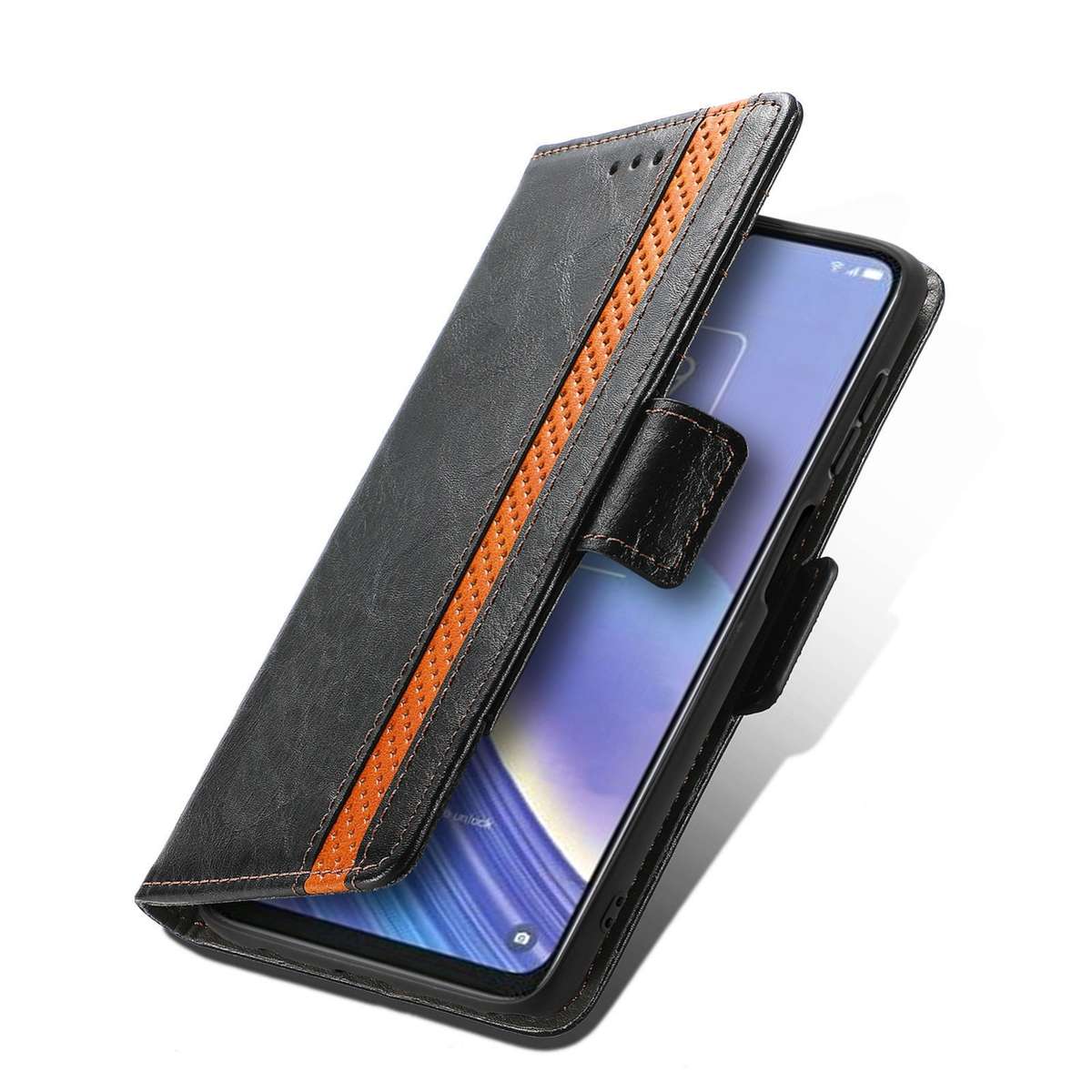 For TCL 40 SE CaseNeo Splicing Dual Magnetic Buckle Leather Phone Case(Black)