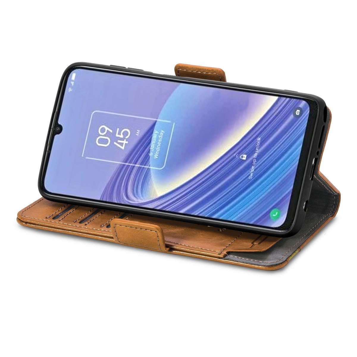 For TCL 40 SE CaseNeo Splicing Dual Magnetic Buckle Leather Phone Case(Khaki)