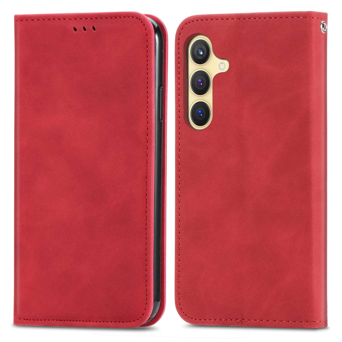 For Samsung Galaxy S25 5G Retro Skin Feel Magnetic Leather Phone Case(Red)