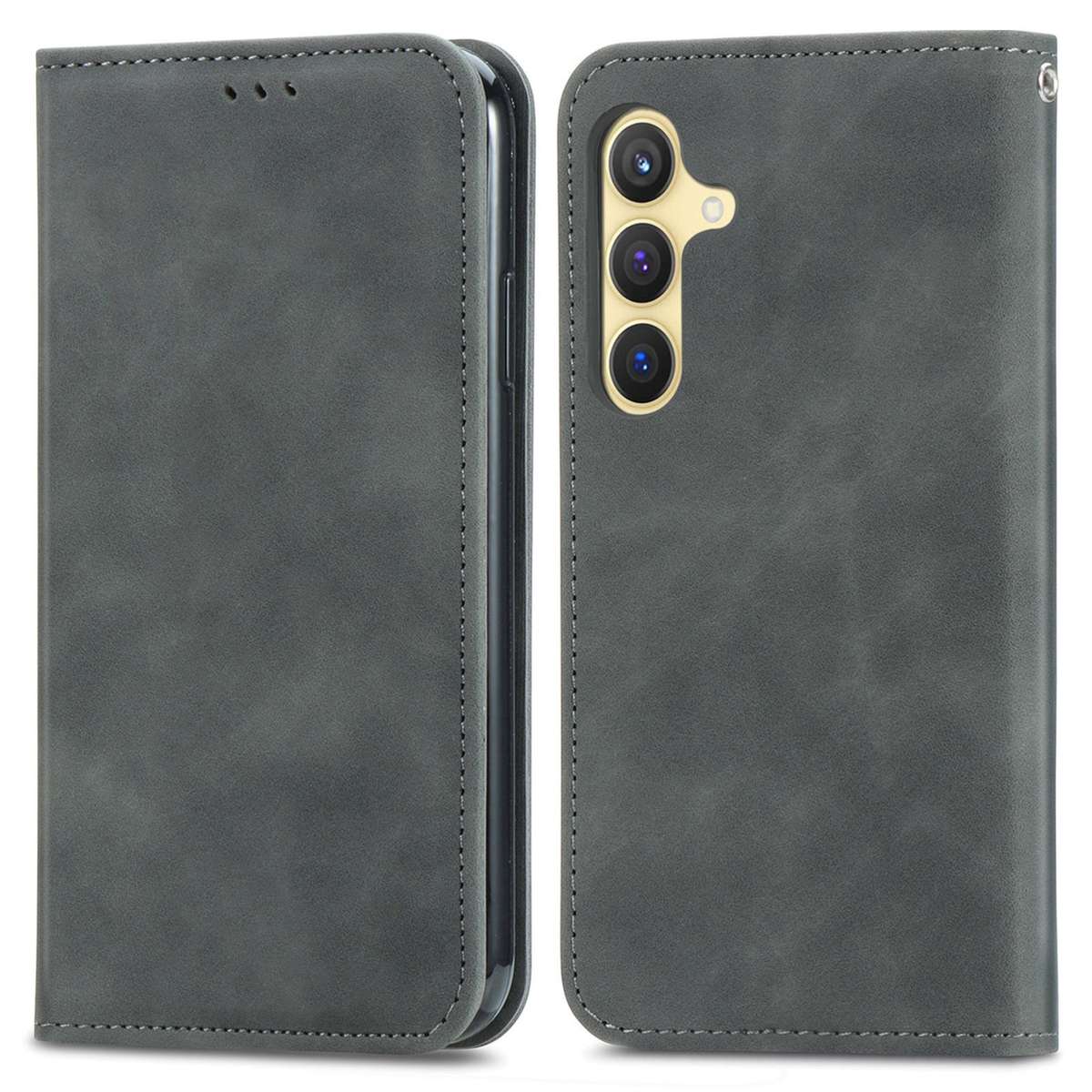 For Samsung Galaxy S25 5G Retro Skin Feel Magnetic Leather Phone Case(Gray)