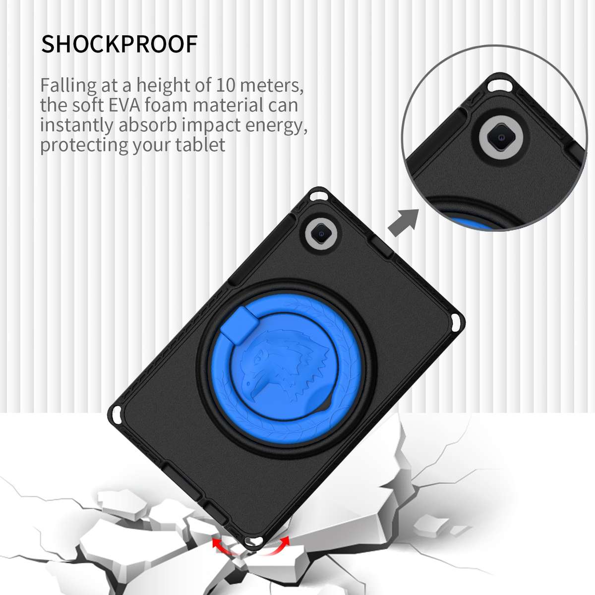 For Samsung Galaxy Tab A7 Lite T220/T225 2020 EVA Hybrid PC Shockproof Tablet Case wit ... (Black)