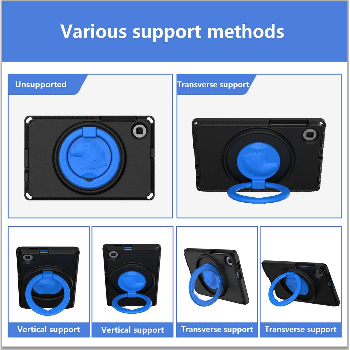 For Samsung Galaxy Tab A7 Lite T220/T225 2020 EVA Hybrid PC Shockproof Tablet Case wit ... (Black)