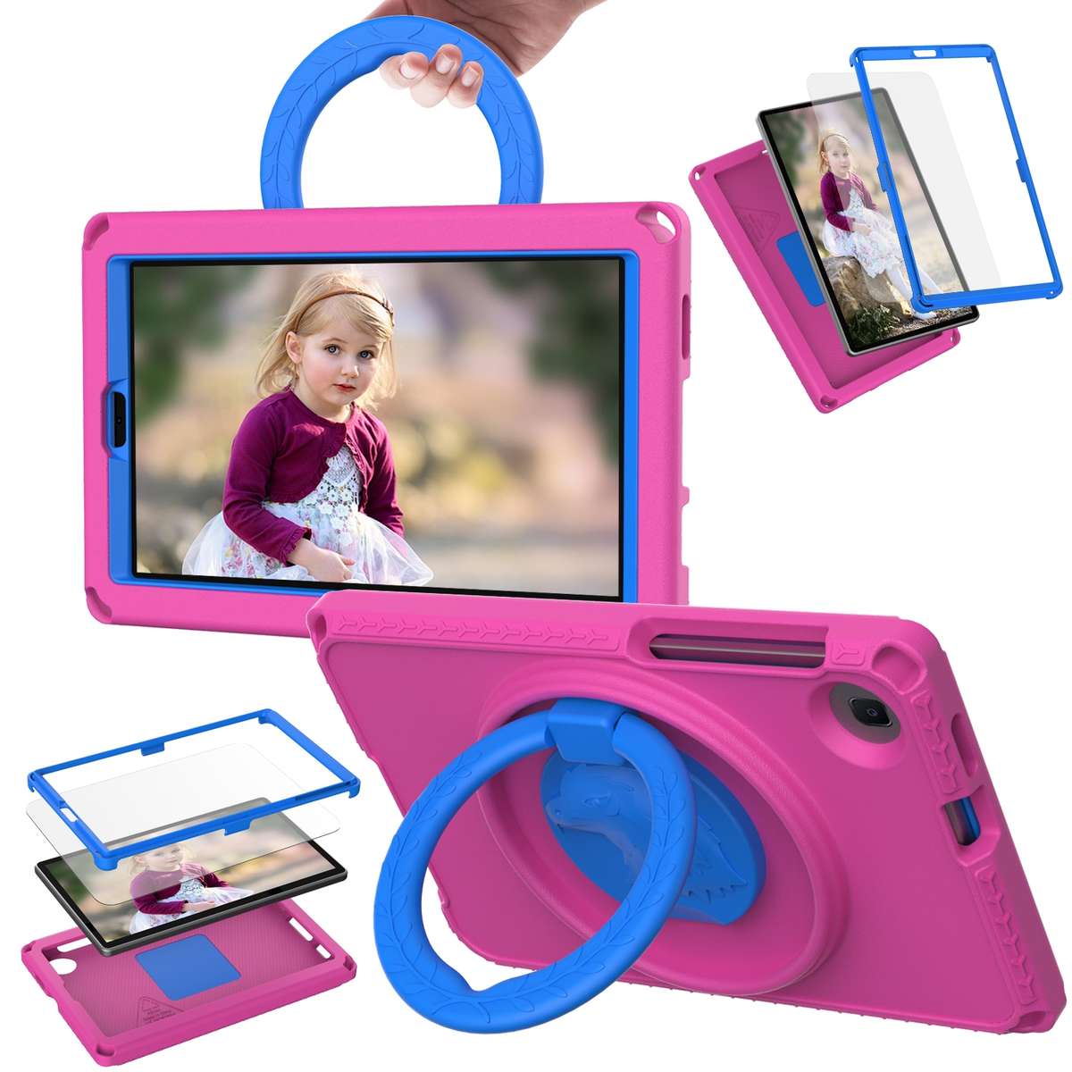 For Samsung Galaxy Tab A7 Lite T220/T225 2020 EVA Hybrid PC Shockproof Tablet Case ... (Rose Red)