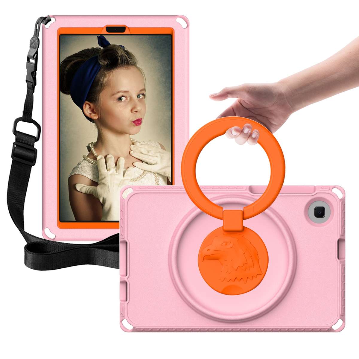 For Samsung Galaxy Tab A7 Lite T220/T225 2020 EVA Hybrid PC Shockproof Tablet Case with ... (Pink)