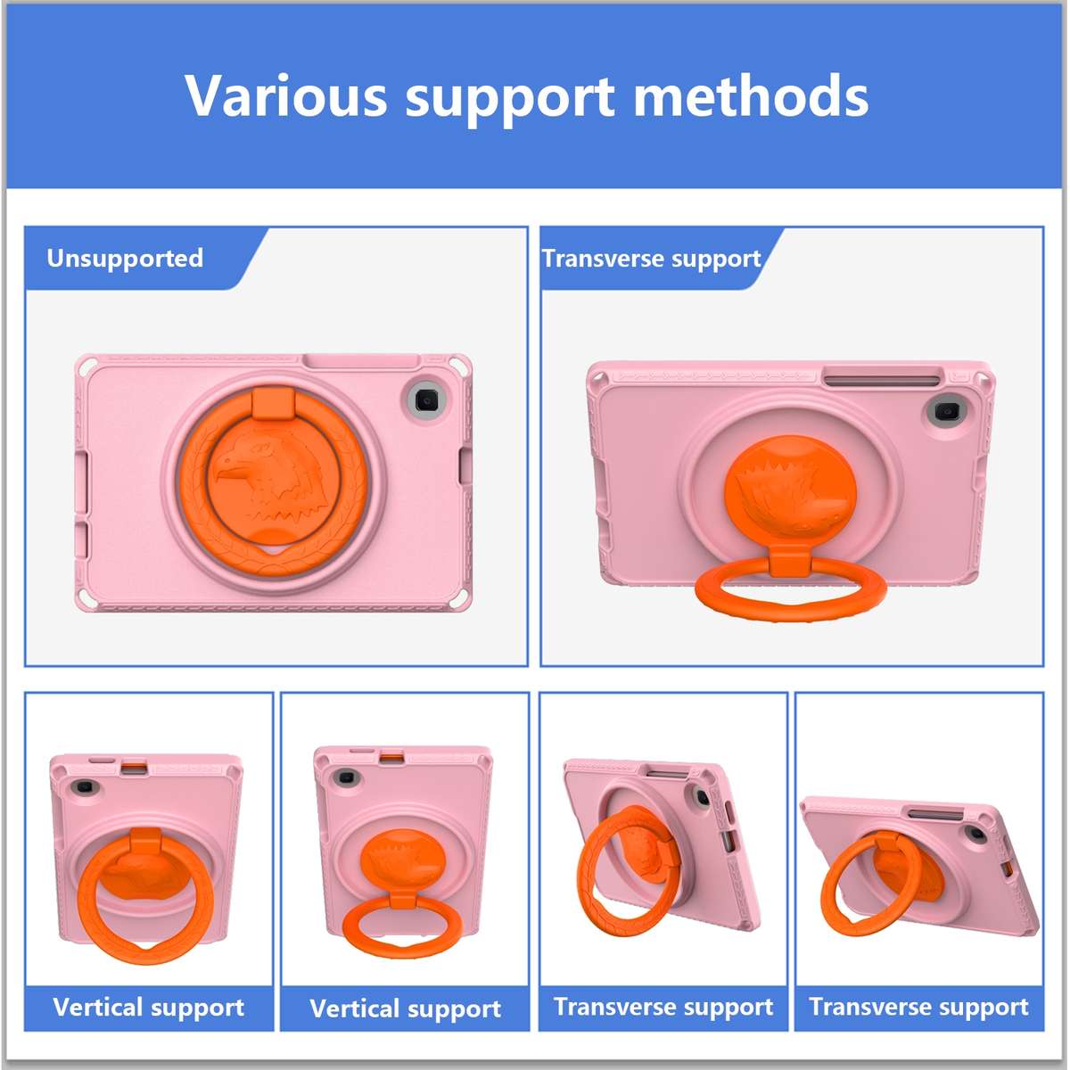For Samsung Galaxy Tab A7 Lite T220/T225 2020 EVA Hybrid PC Shockproof Tablet Case with ... (Pink)