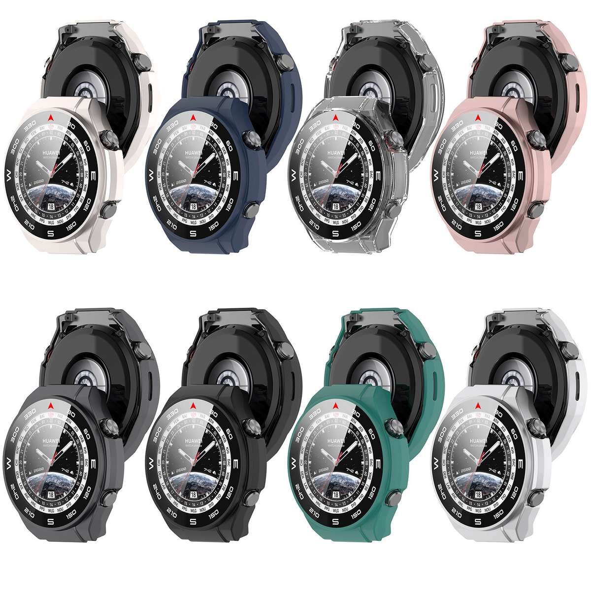 For Huawei Watch Ultimate PC+ Toughened Film Integrated Watch Protective Case(Green)