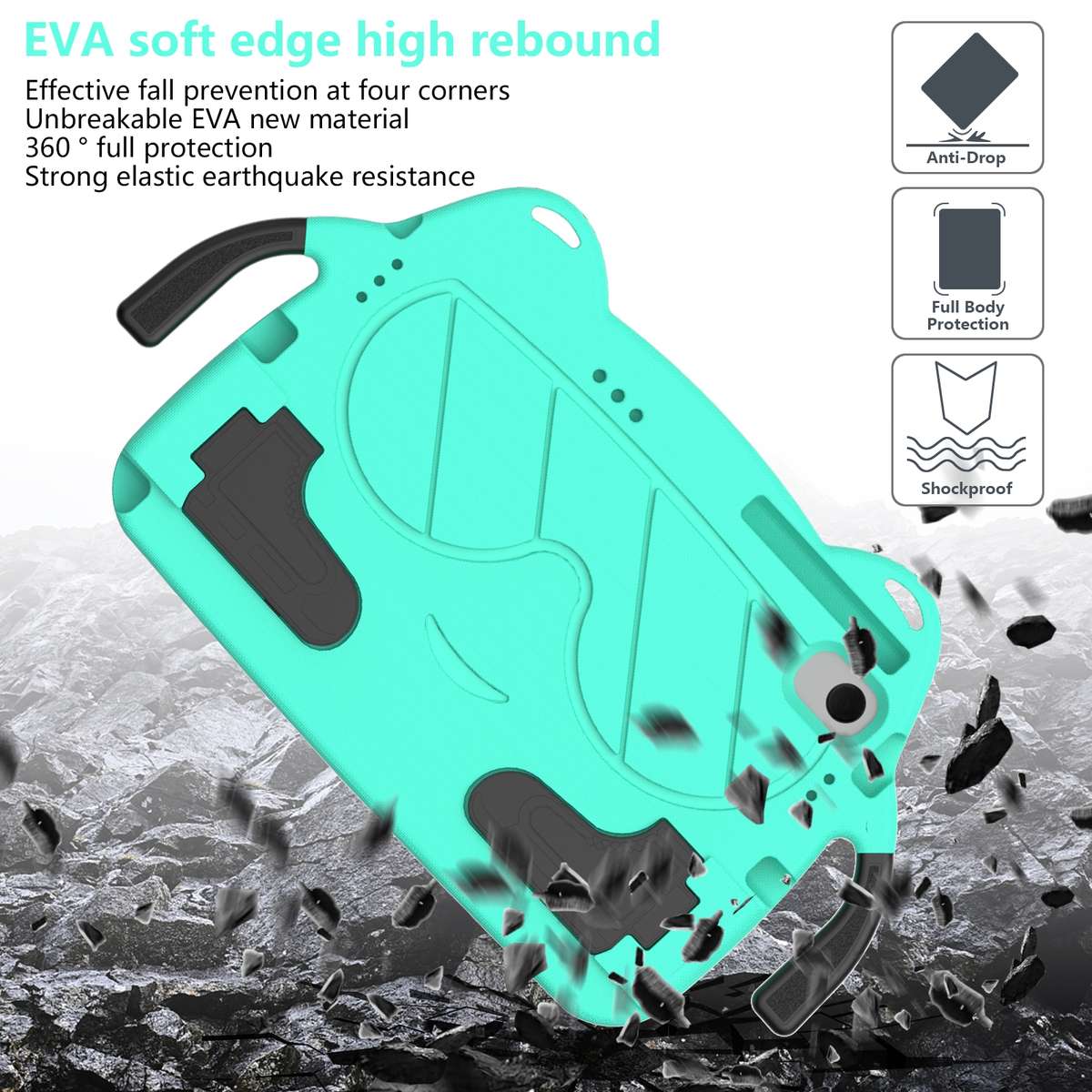 For Huawei Matepad Pro 10.8 2021/2019 Ice Baby EVA Shockproof Hard PC Table ... (Mint Green+Black)